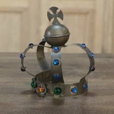 19th Century Decorative Brass Crown with Semi-Precious Stones