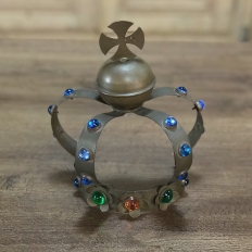19th Century Decorative Brass Crown with Semi-Precious Stones