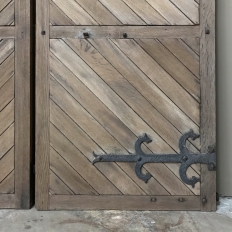 Pair 19th Century Solid Oak Shutters with Forged Iron Hinges