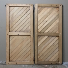 Pair 19th Century Solid Oak Shutters with Forged Iron Hinges