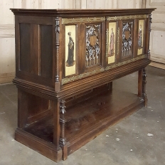 19th Century Italian Gothic Walnut Buffet with Painted Panels