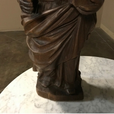 18th Century Antique Hand Carved Saint Wood Statue