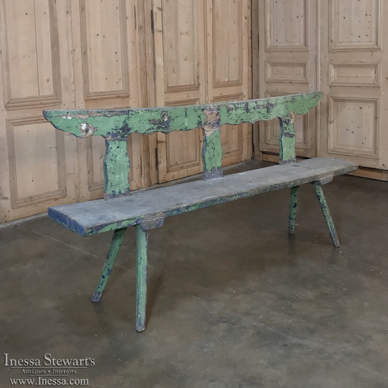 Antique Rustic Painted Bench