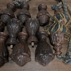 Set Of 15 Hand Italian Carved Walnut Finials