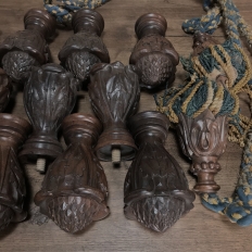 Set Of 15 Italian Hand Carved Walnut Finials