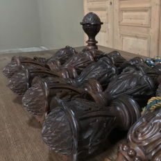 Set Of 15 Italian Hand Carved Walnut Finials