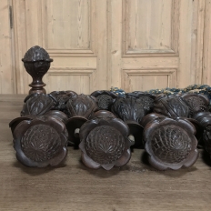 Set Of 15 Italian Hand Carved Walnut Finials