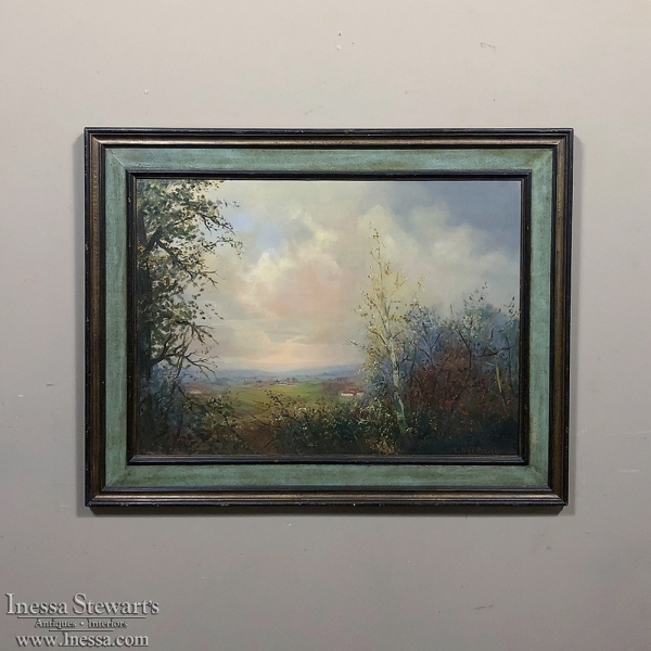 Mid-Century Signed Framed Hand Painted Oil on Board