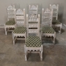 Set of 6 Antique Rustic Gothic Stripped Dining Chairs