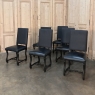 Set of 6 Antique French Os de Mouton Dining Chairs with Faux Leather