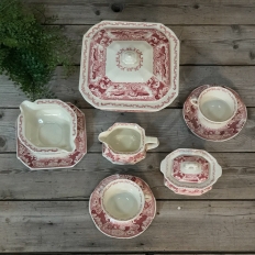 Antique Pink & White 65 pc. China Set by Maastricht ~ Victoria Pattern