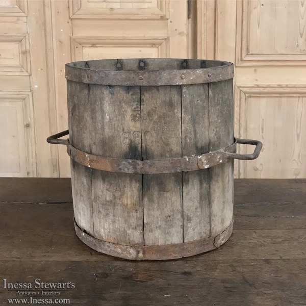 Antique Oak Stave & Iron Bucket