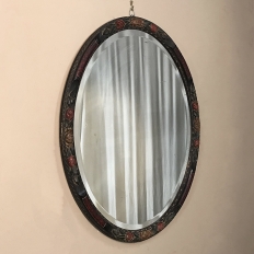 Antique Hand Painted French Oval Mirror
