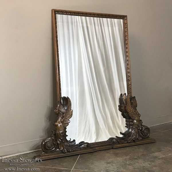Antique Italian Empire Walnut Mirror