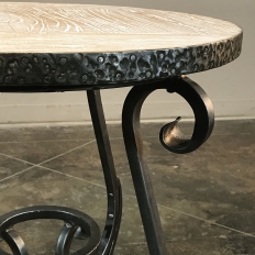 Reproduction Wrought Iron and Plank End Table