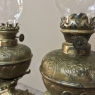 Pair 19th Century Hand-Painted Porcelain & Bronze Oil Lanterns