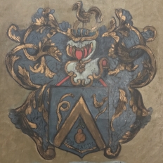 18th Century Framed Family Crest Oil Painting on Canvas