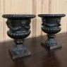 Garden Urns, Pair 19th Century Neoclassical in Cast Iron 