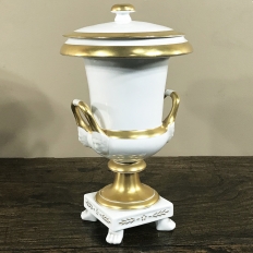 Vieux Brussels Gold & White Lidded Urns