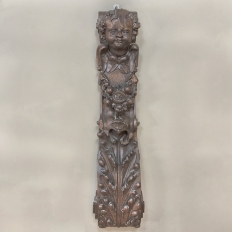 18th Century Hand Carved Angel Oak Pilaster 