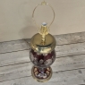 Antique Cranberry Cut Crystal & Brass Table Lamp