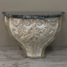 18th Century French Baroque Marble Top Painted Console ~ Pedestal