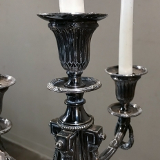 Pair 19th Century Silver Plate Brass Candlesticks
