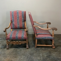 Pair 19th Century French Louis XIII Armchairs