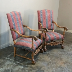 Pair 19th Century French Louis XIII Armchairs