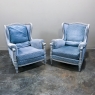 Pair Mid-Century French LXVI Painted Bergeres ~ Armchairs