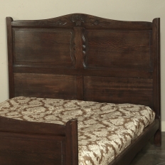 Country French Normandy Hand Carved Oak Full Size Bed