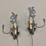 Pair Antique Rustic Wrought Iron Wall Sconces