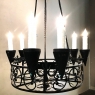 Pair Country French Wrought Iron Chandeliers