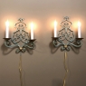 Pair Country French Painted Wrought Iron Wall Sconces