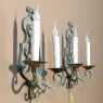 Pair Country French Painted Wrought Iron Wall Sconces
