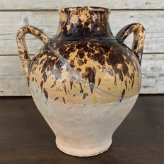19th Century Italian Half-Glazed Earthenware Pot