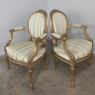 Pair 19th Century French Louis XVI Giltwood Armchairs