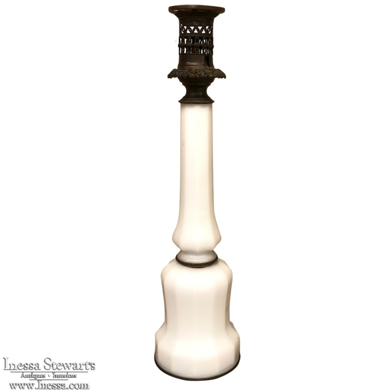 19th Century Milk Glass Oil Lantern (newly electrified)