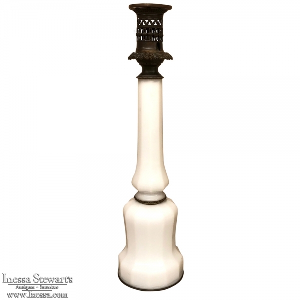 19th Century Milk Glass Oil Lantern
