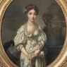 Mid-19th Century Large Framed Oval Oil Portrait on Canvas