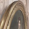 Mid-19th Century Large Framed Oval Oil Portrait on Canvas