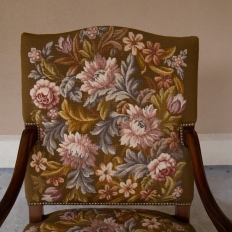19th Century Antique French Louis XV Needlepoint Tapestry Armchair