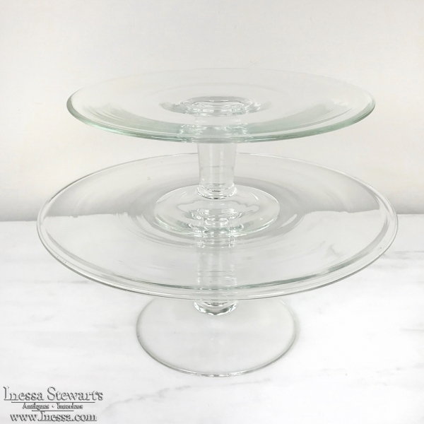 Pair Antique Glass Cake Stands