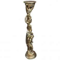Antique Italian Giltwood Baroque Pedestal