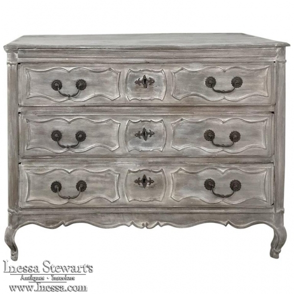 18th Century Country French Whitewashed Oak Commode