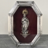 19th Century French Silverplated Madonna in Octagonal Frame