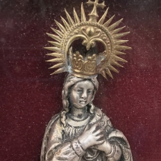 19th Century French Silverplated Madonna in Octagonal Frame