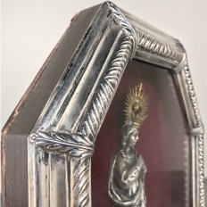 19th Century French Silverplated Madonna in Octagonal Frame