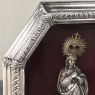 19th Century French Silverplated Madonna in Octagonal Frame