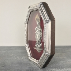 19th Century French Silverplated Madonna in Octagonal Frame